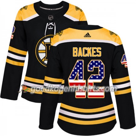 Boston Bruins David Backes 42 Adidas 2017-2018 Zwart USA Flag Fashion Authentic Shirt - Dames